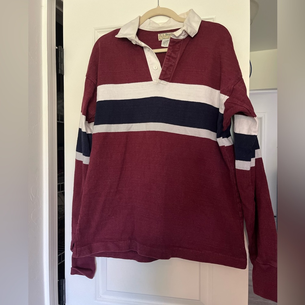 Vintage L. L. Bean rugby long sleeve polo shirt